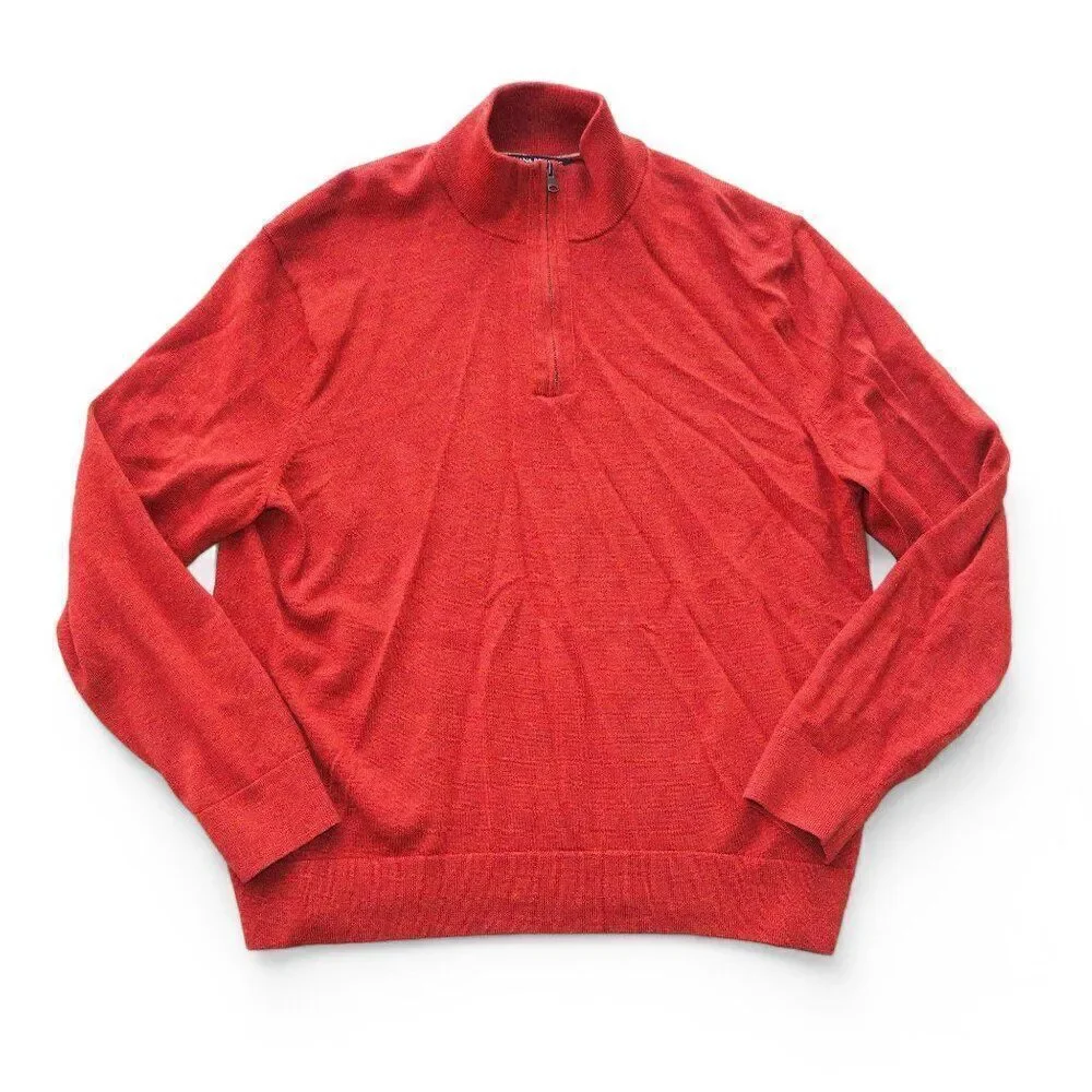 Banana Republic Franco Merino‎ 1/4-Zip Pullover Sweater Tandoori Red Men's XL
